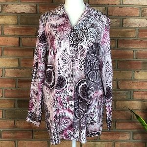 Chico's Maroons, Pinks, and Plums Button Down Top